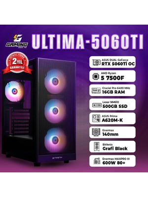GamingGenTR ULTIMA-5060TI / AMD Ryzen 5 7500F /  ASUS Dual Geforce RTX 5060 Ti 16GB / 16GB Ram / 500GB SSD OEM Paket