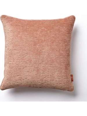 The Kun Yumuşak Tuşeli Kendinden Dokulu Biyeli Düz Zemin Kırlent Kılıfı-Somon