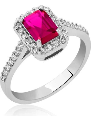 Inure Jewelry Gümüş Baget Kare Bayan Yüzük