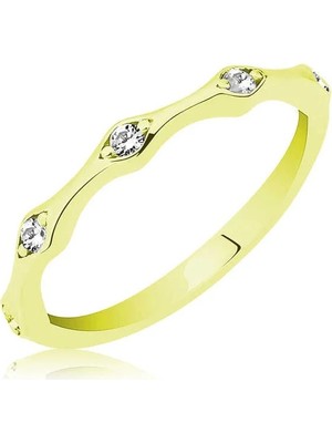 Inure Jewelry Gümüş Altın Beştaş Mekik Bayan Yüzük