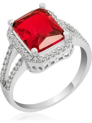 Inure Jewelry Gümüş Baget Kare Bayan Yüzük