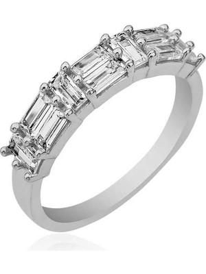 Inure Jewelry Gümüş Sıralı Baget Taşlı Kadın Yüzük