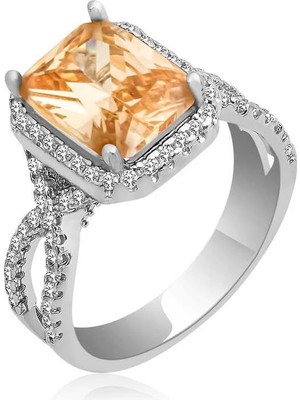 Inure Jewelry Gümüş Baget Kare Bayan Yüzük