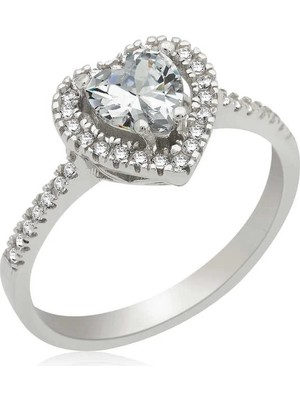 Inure Jewelry Gümüş Kalpli Bayan Yüzük