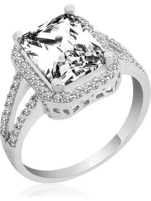 Inure Jewelry Gümüş Baget Kare Bayan Yüzük