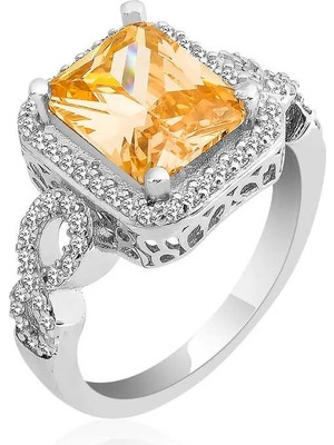 Inure Jewelry Gümüş Baget Kare Bayan Yüzük