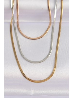 Uslucan Alışveriş 316L Çelik 3 Renkli Italyan Zincir Çoklu Kolye