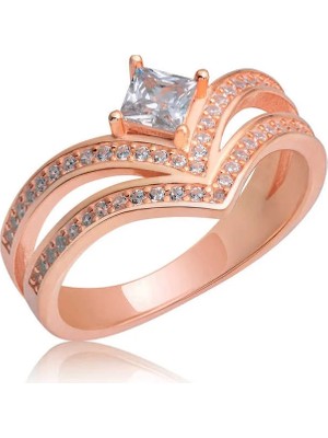 Inure Jewelry Gümüş Rose Tek Taş Kadın Yüzük