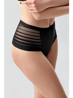 C&city Tül Detaylı Brazilian Külot C19302 Siyah