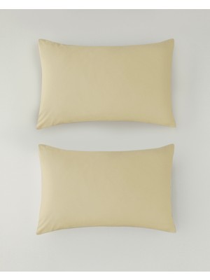 English Home Novella Premium Pamuklu 2'li Yastık Kılıfı 50X70 cm Açık Sarı