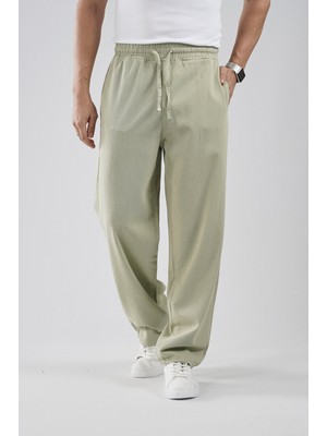 Beli Lastikli Bağcıklı Baggy Kalıp Erkek Gabardin Pantolon
