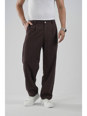 Pileli Boyfrıend Kalıp Erkek Pantolon