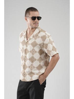 Desenli Oversize Kalıp Kafes Kumaş Erkek Gömlek