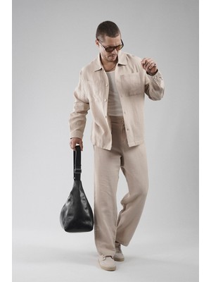 Regular Kalıp Müslin Kumaş Erkek Gömlek Pantolon Alt Üst Takım