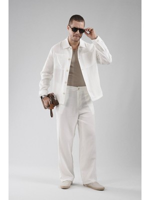 Regular Kalıp Müslin Kumaş Erkek Gömlek Pantolon Alt Üst Takım