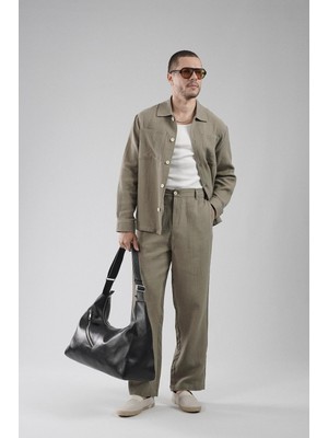 Regular Kalıp Müslin Kumaş Erkek Gömlek Pantolon Alt Üst Takım