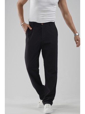 Baggy Fit Kalıp Pamuklu Keten Pantolon