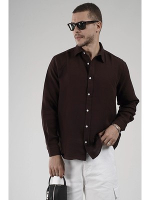 Regular Kalıp Müslin Kumaş %100 Pamuklu  Erkek Düz Renk Gömlek