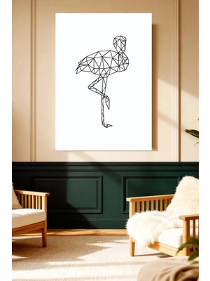 Mushen Studio Mushen Studıo Minimalist Geometrik Flamingo Siyah Beyaz Çerçevesiz Kanvas Tablo
