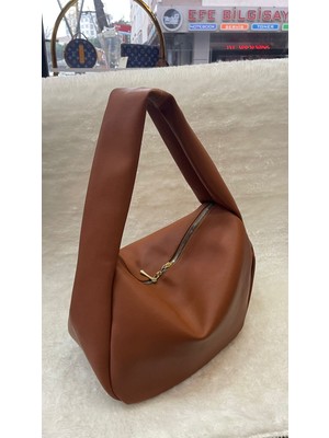 Black Yumuşak Deri Tek Gözlü Omuz Çantası