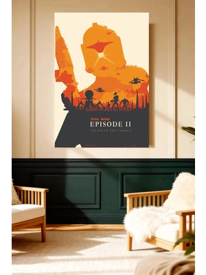 Mushen Studio Mushen Studıo Star Wars Episode Iı Klon Savaşları Turuncu Siluet Çerçevesiz Kanvas Tablo