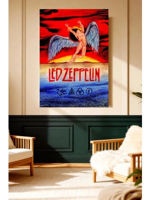 Mushen Studio Mushen Studıo LED Zeppelin Ikonik Kanatlı Figür Rock Poster Çerçevesiz Kanvas Tablo