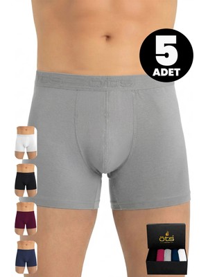 Öts Premium 5’li Erkek Modal Boxer - Hediye Kutulu, Ultra Yumuşak Modal Kumaş, Esnek Kalıp, Etiketsiz ve Kaliteli Boxer