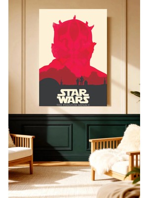 Mushen Studio Mushen Studıo Star Wars Darth Maul Phantom Menace Kırmızı Siluet Çerçevesiz Kanvas Tablo