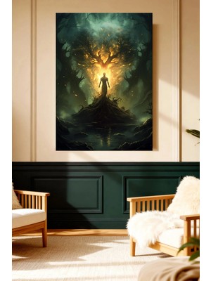 Mushen Studio Mushen Studıo Mistik Parlayan Ağaç Fantastik Orman Çerçevesiz Kanvas Tablo