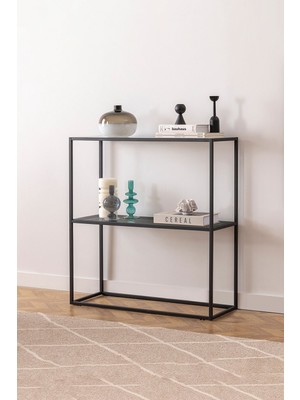 Feyza Design Şık Metal Dresuar ve Dekoratif Kahve Köşesi Fümeli Cam