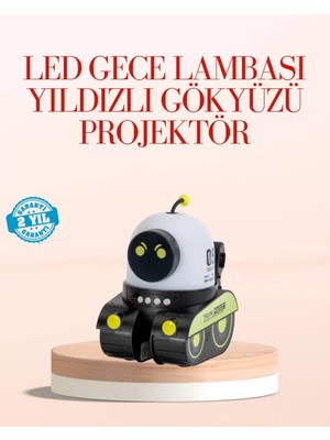 Asiltech Robot Tasarımlı Bluetooth Hoparlörlü Yıldızlı Gökyüzü Projektör