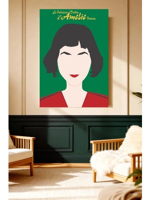 Mushen Studio Mushen Studıo Amelie Poulain Yeşil Fon Minimalist Film Posteri Çerçevesiz Kanvas Tablo