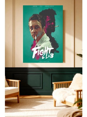 Mushen Studio Mushen Studıo Fight Club Edward Norton Tyler Durden Film Posteri Çerçevesiz Kanvas Tablo