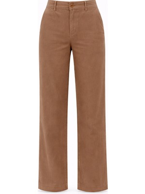 Vena Helen Geniş Paçalı Keten Pantolon-Kahverengi