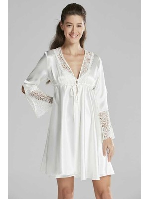 Pierre Cardin 6'lı Ekru Kaplı Midi Gecelik Sabahlık Set 6625