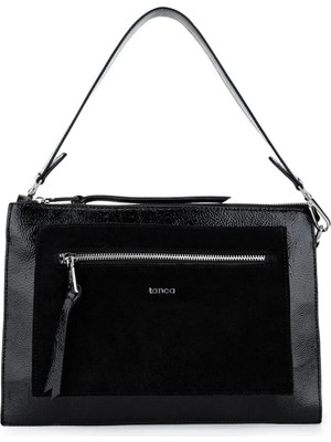 Tamer Tanca Kadın Suni Deri Siyah Kol Çantası 1003 2030 Bn Cnt SK25-26 Sıyah/sıyah Suet