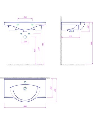 Kale Optimum 80 cm Beyaz Etajerli Lavabo 310200200089