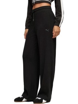 Puma Her Comfort HighWaist Wide Kadın Siyah Eşofman Altı.01
