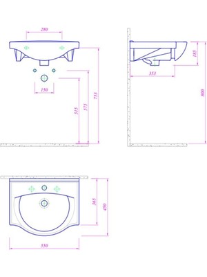 Kale Optimum 55 cm Beyaz Etajerli Lavabo 310200200087