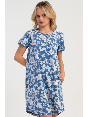 Vienetta Kadın Kısa Kol Mavi Gecelik C3T3N0115