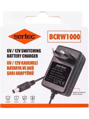 Çerçici Sertec BCRW1000 6V/12V 1A Kademeli Batarya ve Akü Şarj Adaptörü