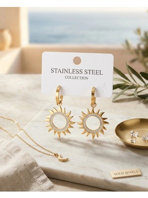 Bakır Köy Paslanmaz Çelik Şans ve Nazar Temalı Gold Küpe