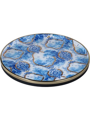 LuckyArt Blue Heritage Dekoratif Tepsi 36CM
