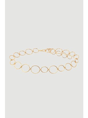 Gusto Halka Metal Zincir Kemer - Gold