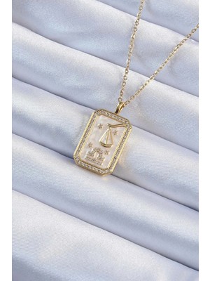 Uslucan Alışveriş 316L Çelik Zincir Altın Renk Zirkon Taşlı Çerçeveli Tarot Kolye