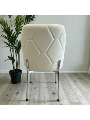 Msy Home 4 Adet Naz Serisi Krom Yönsüz Kumaş Lüks ve Modern Sandalye Seti