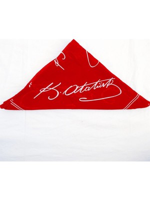Askıcı Atatürk Imzalı  Kırmızı Bandana 10 Adet Çok Amaçlı Bandana Fular Kırmızı Renk 50X50 (Okul, Etkinlik, Tören, Gösteri)