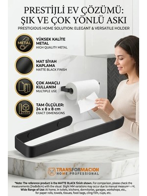 HomeCare Mat Siyah Metal Mutfak & Banyo Düzenleyici Askı | Kendinden Yapışkanlı 717077