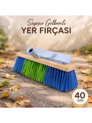 Badem10 Sapsız Ahşap Çalı Fırçası 40 cm Bahçe Süpürgesi Sert Kıllı Zemin Temizleme Dayanıklı Tasarım