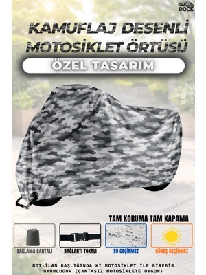 Dock Kamuflaj Desenli Sunra Legend Kilit Uyumlu Motosiklet Brandası(Tam Koruma)